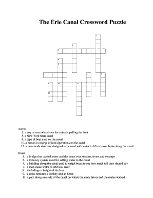 Fillable Online The Erie Canal Crossword Puzzle Fax Email Print PdfFiller