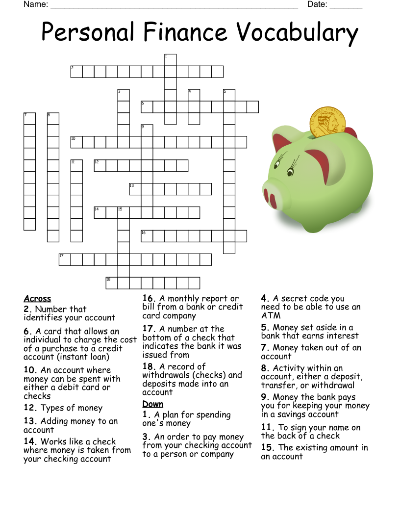 Finance Fun Crossword WordMint