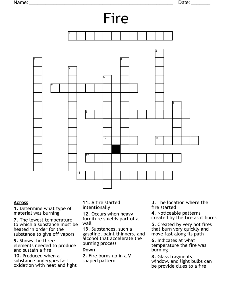 Fire Crossword WordMint