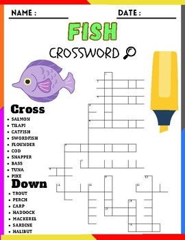 FISH CrossWord Puzzle Activities By Kids Shelves TPT