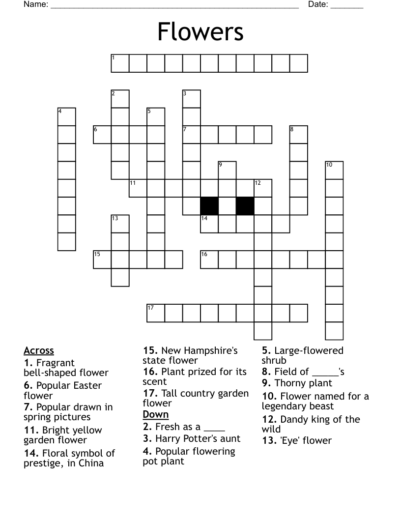 Flowers Crossword WordMint Flowers Crossword WordMint