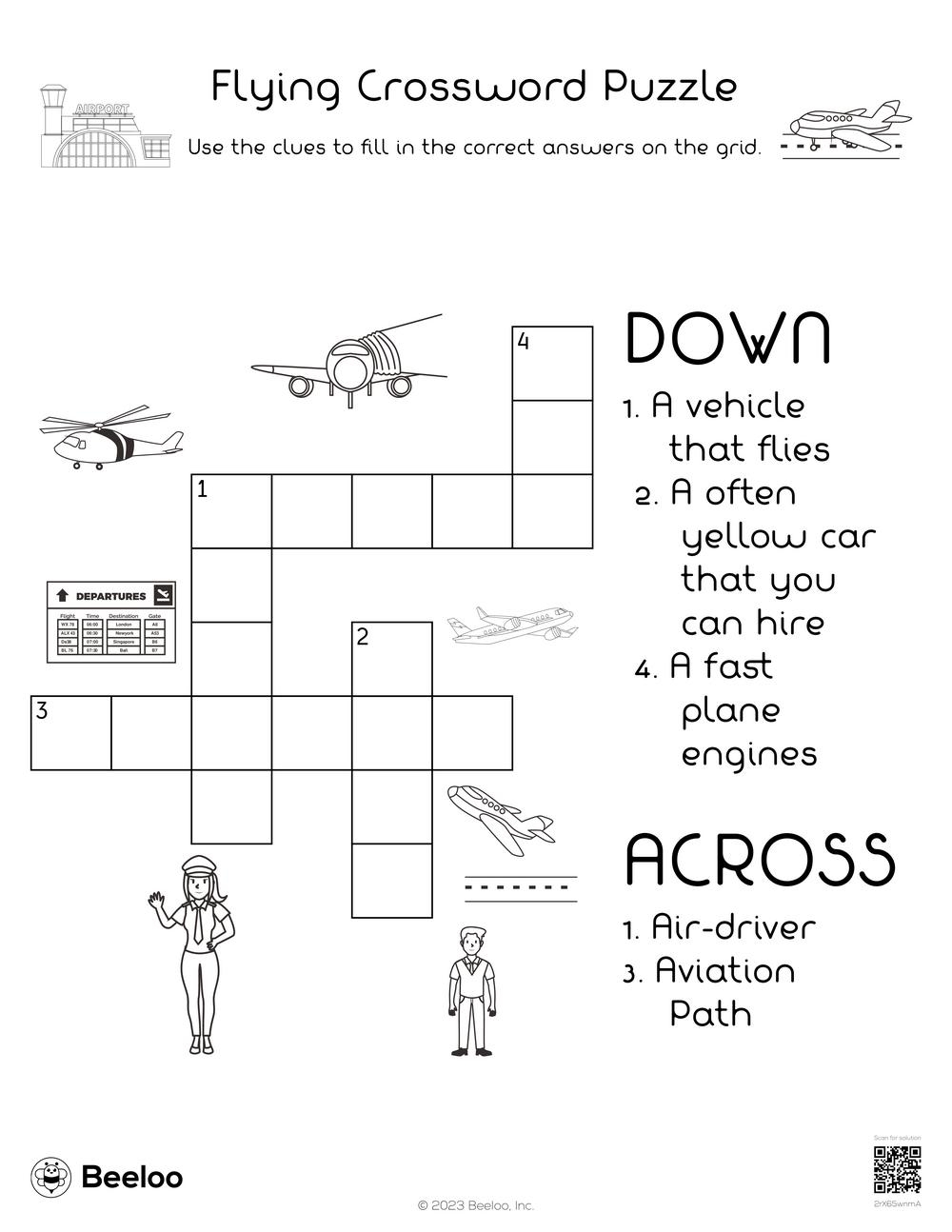 Flying Crossword Puzzle Beeloo Printable Crafts And Activities For Kids Flying Crossword Puzzle Beeloo Printable Crafts And Activities For Kids