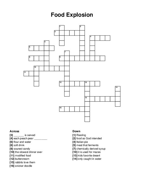 Food And Drink Crossword Puzzle