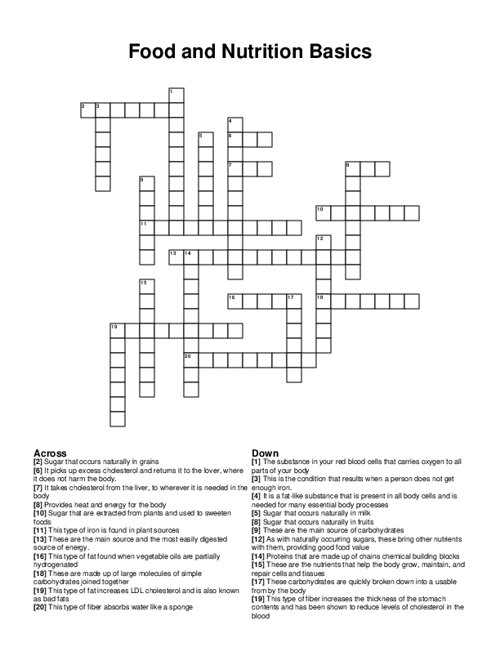 Food Safety Crossword Puzzle Food Safety Crossword Puzzle