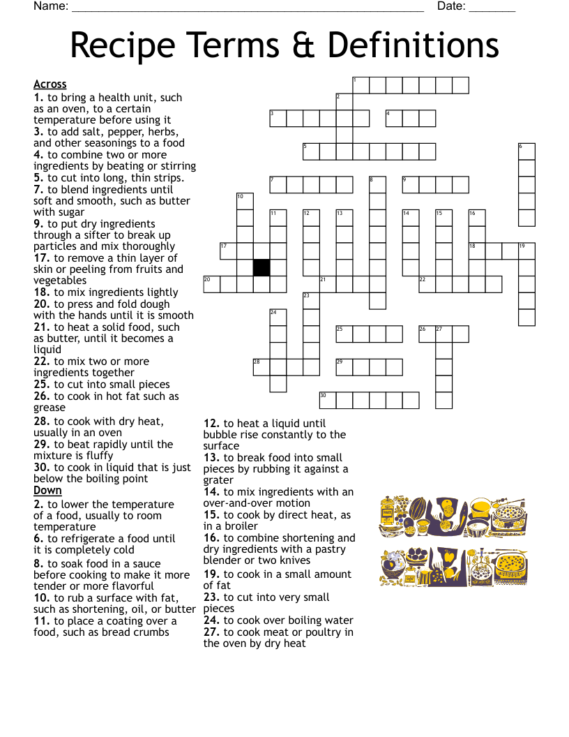 Foods Crossword WordMint