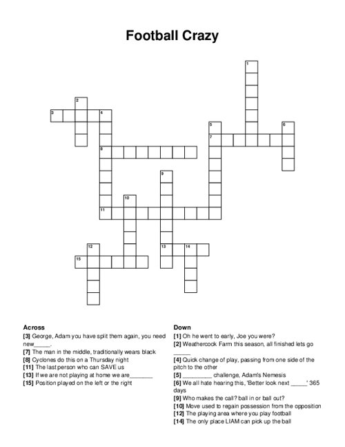 Football Crossword Puzzle