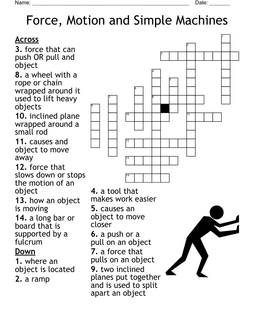Force Motion And Simple Machines Crossword WordMint Force Motion And Simple Machines Crossword WordMint