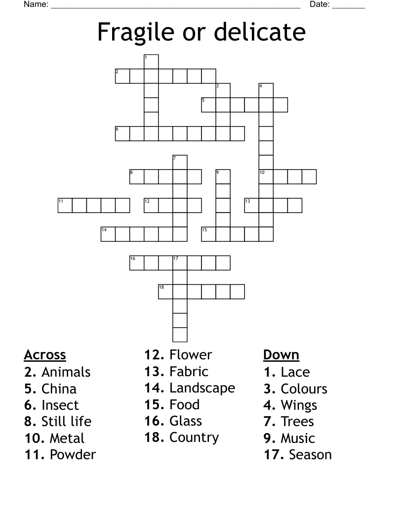 Fragile Or Delicate Crossword WordMint