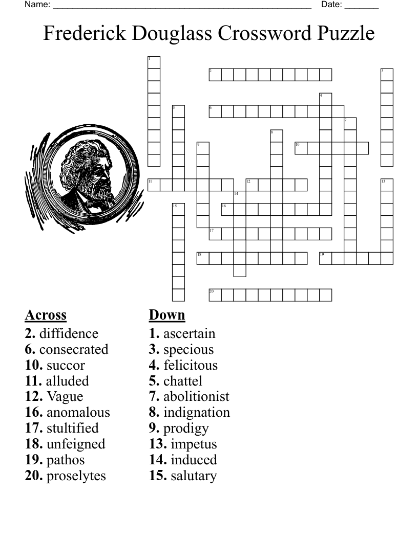 Frederick Douglass Crossword Puzzle WordMint