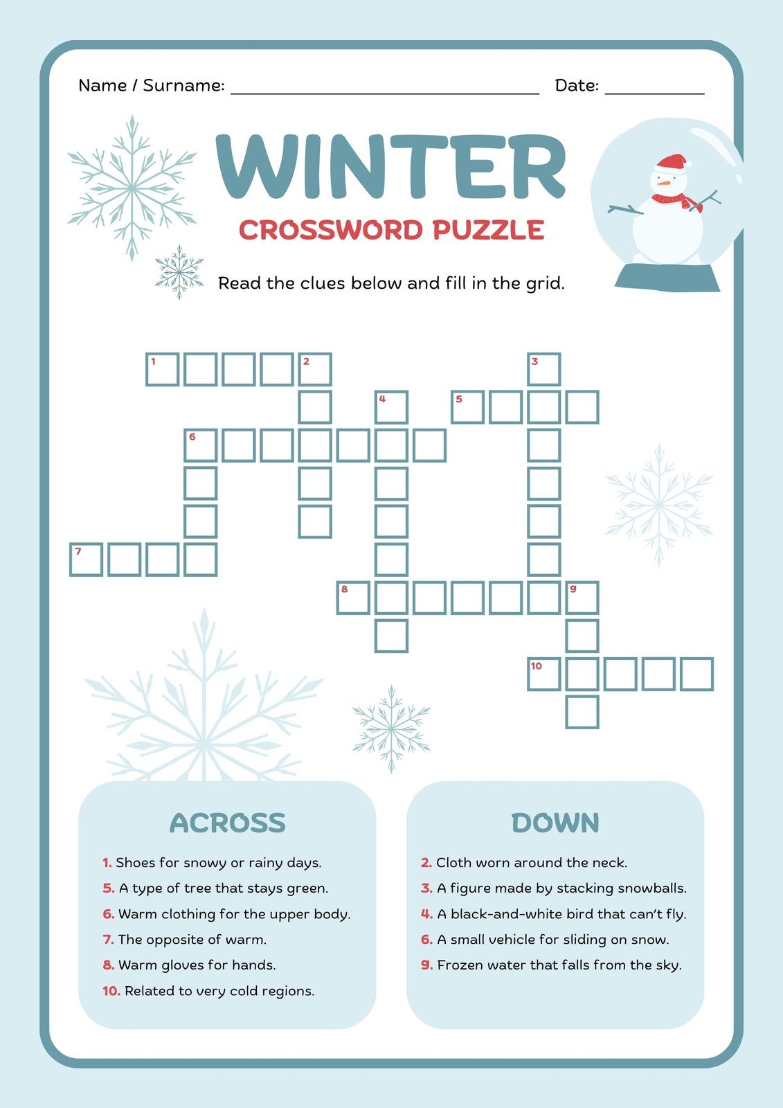 Free And Customizable Crossword Puzzle Templates Canva
