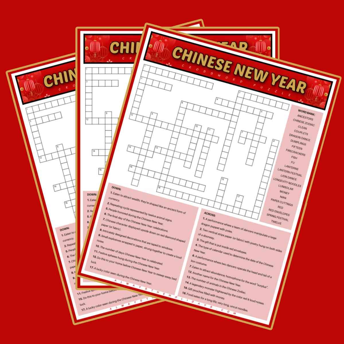 Free Chinese New Year Crossword Puzzle Printable JPG PDF Free Chinese New Year Crossword Puzzle Printable JPG PDF