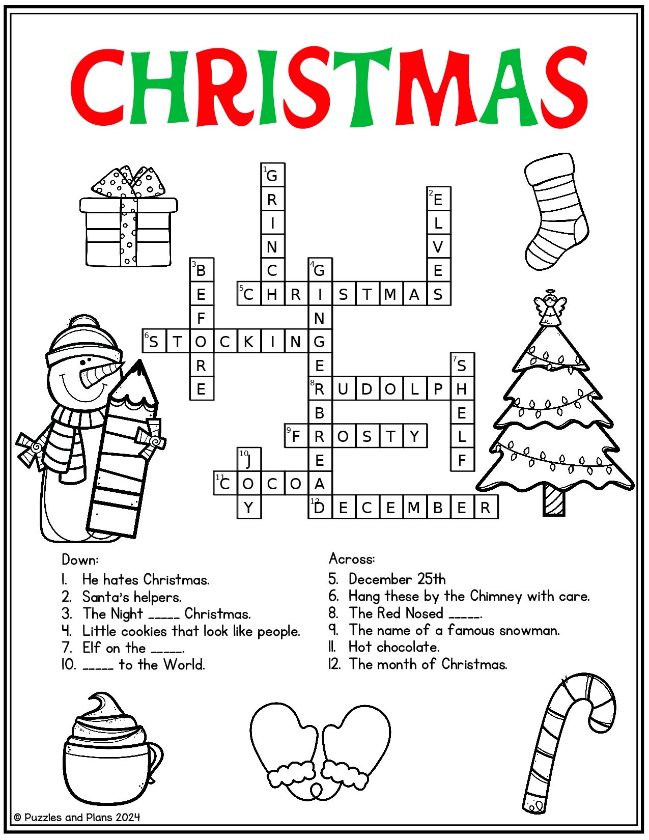 Free Christmas Crossword Puzzle Puzzlesandplans Free Christmas Crossword Puzzle Puzzlesandplans