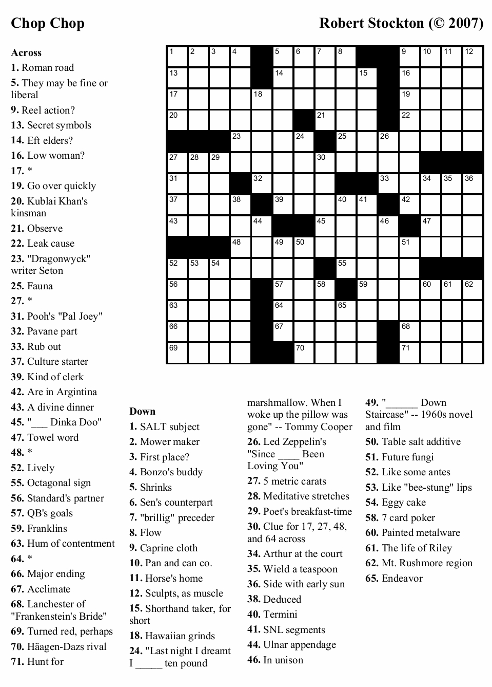 Free Crossword Puzzle 27 quot Chop Chop quot Beekeeper Crosswords Free 