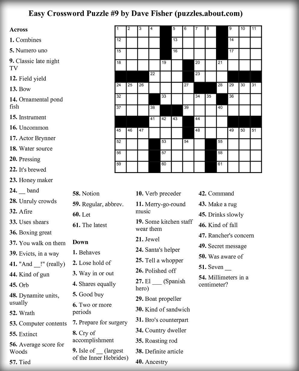 Free Difficult Crossword Puzzles Printable Fun Printables For Everyone
