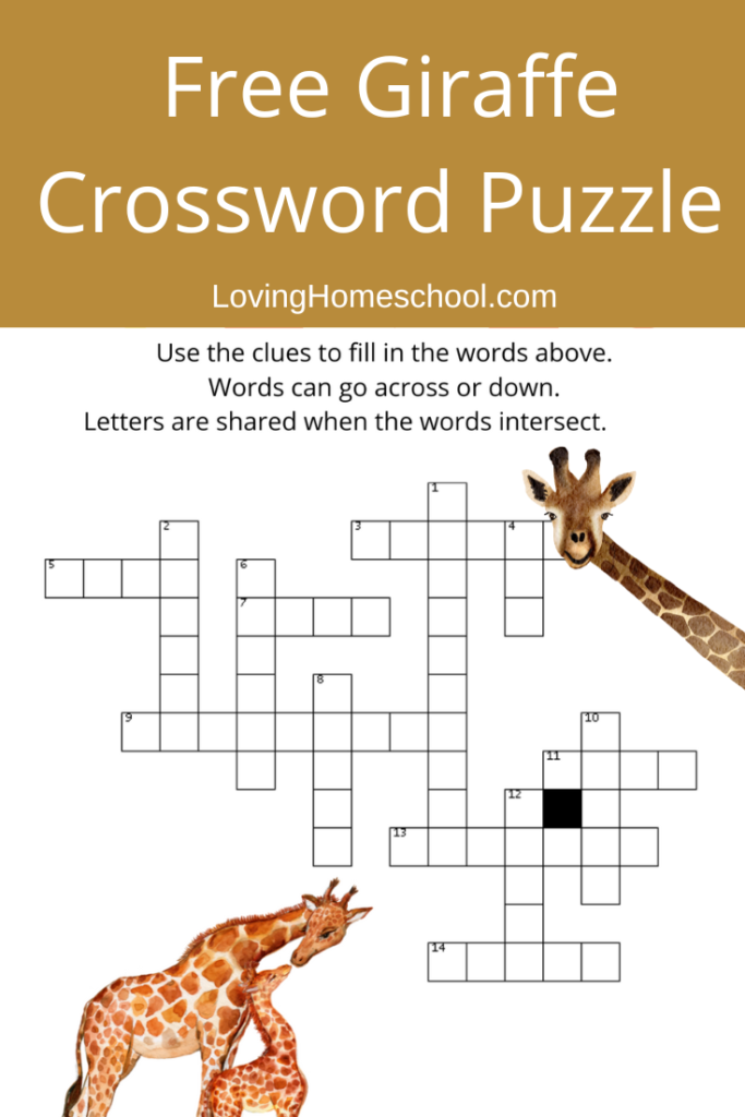 Free Giraffe Crossword Puzzle LovingHomeschool