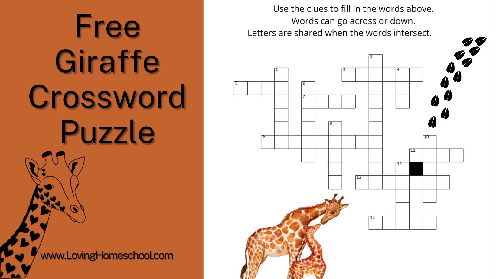Free Giraffe Crossword Puzzle LovingHomeschool
