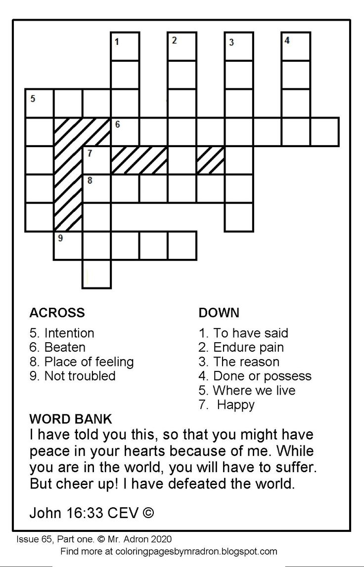 Free John 16 33 Bible Verse Crossword