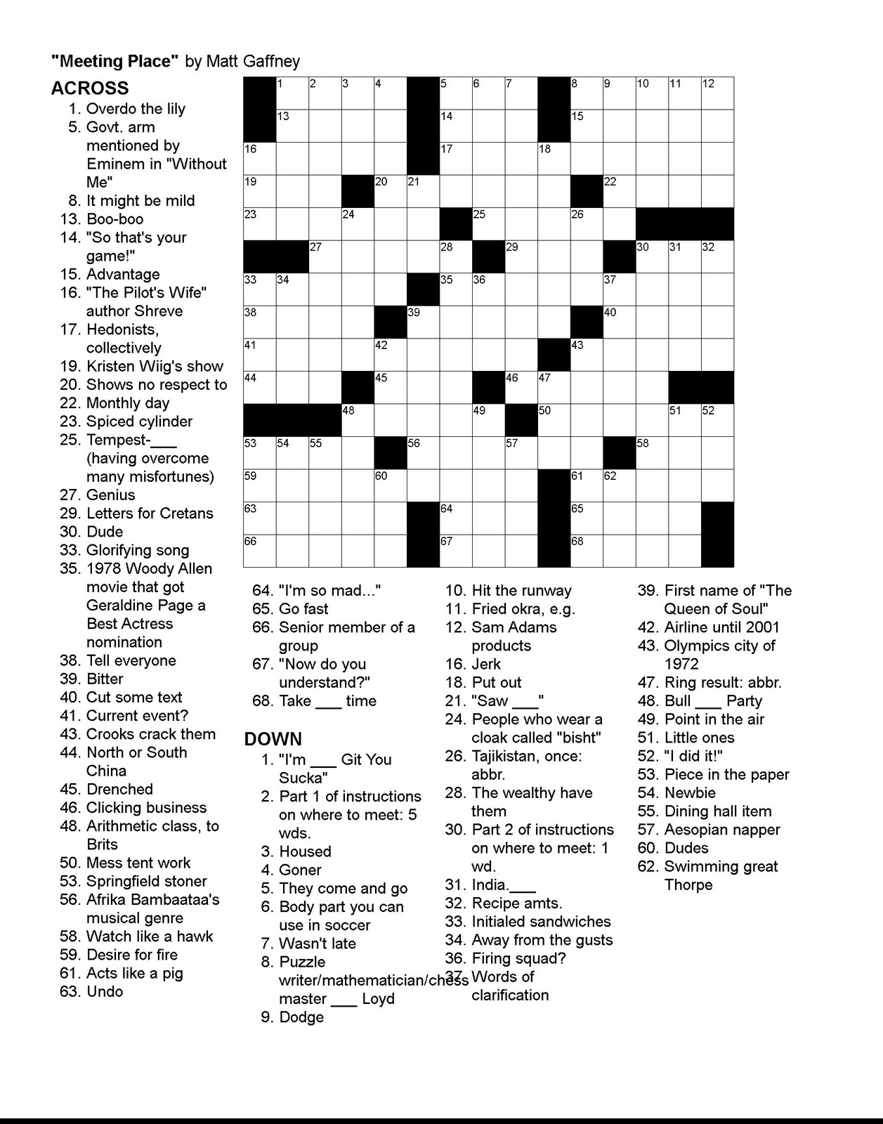 Free LA Times Printable Crossword Puzzle Easy Download Now 