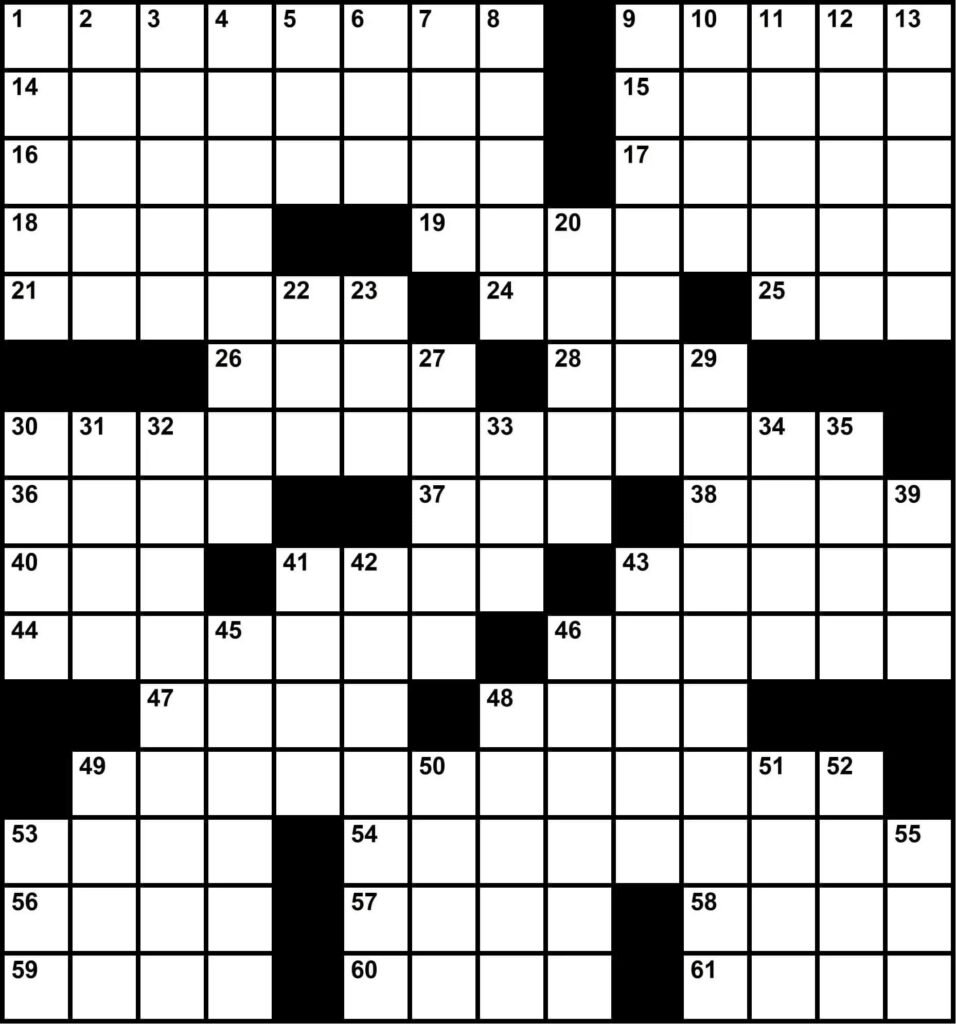 Free Large Print Crossword Puzzles Printable Free Printable Crosswords