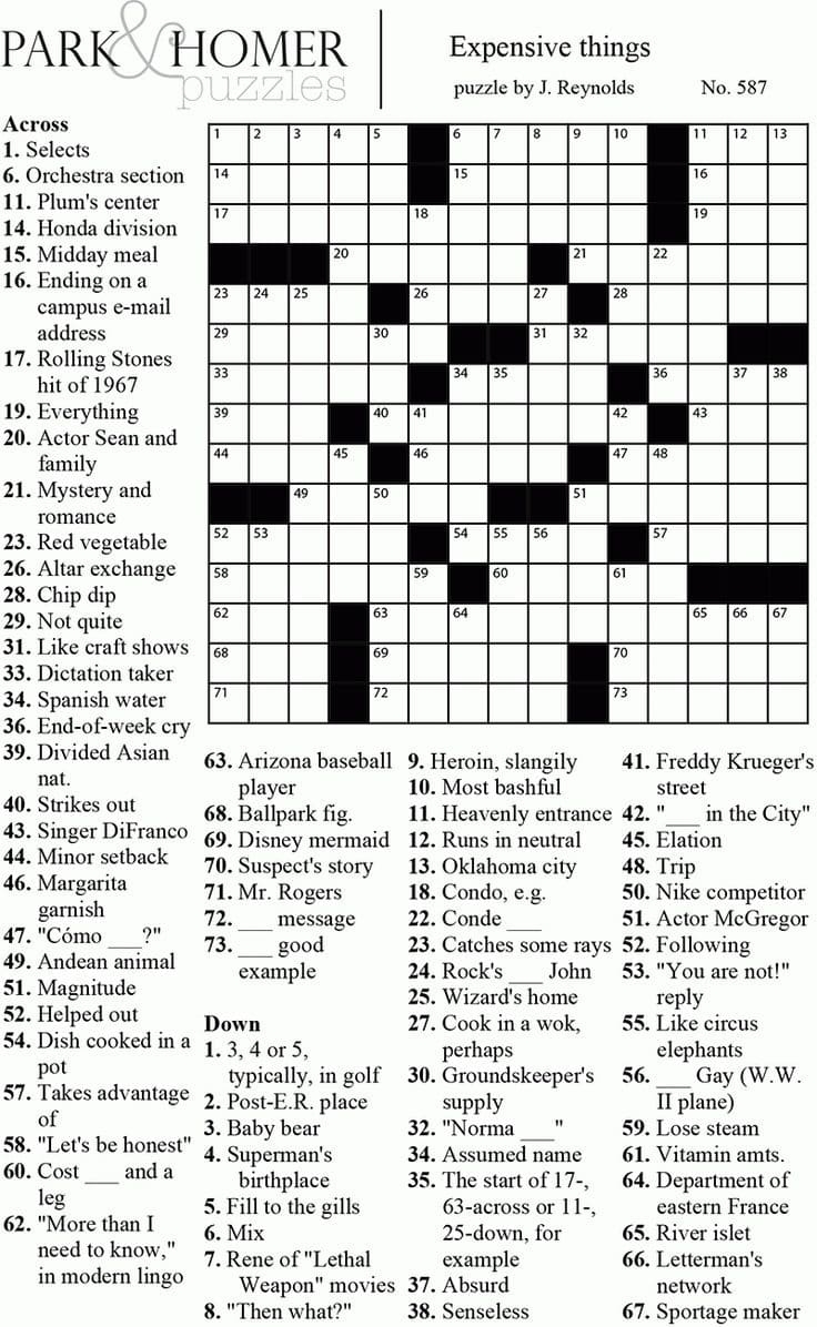 Free Printable Adult Crossword Puzzles Free Download And Print For You 