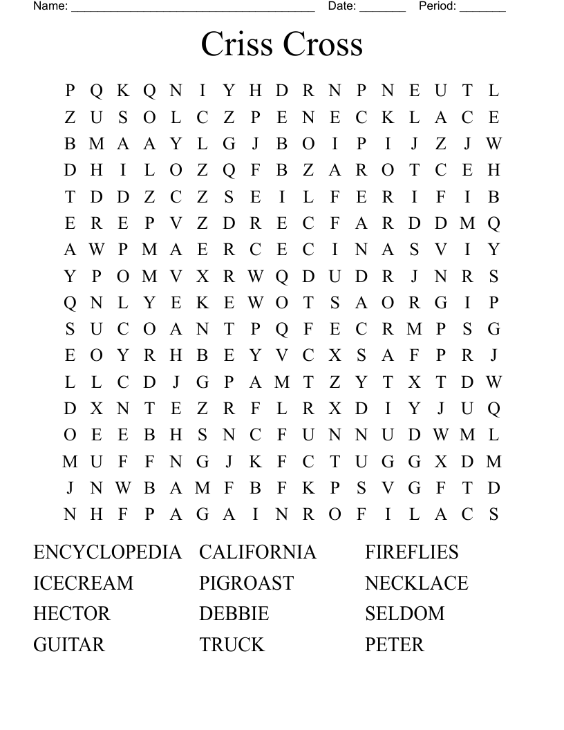 Free Printable Criss Cross Puzzles Easy Crossword Puzzles