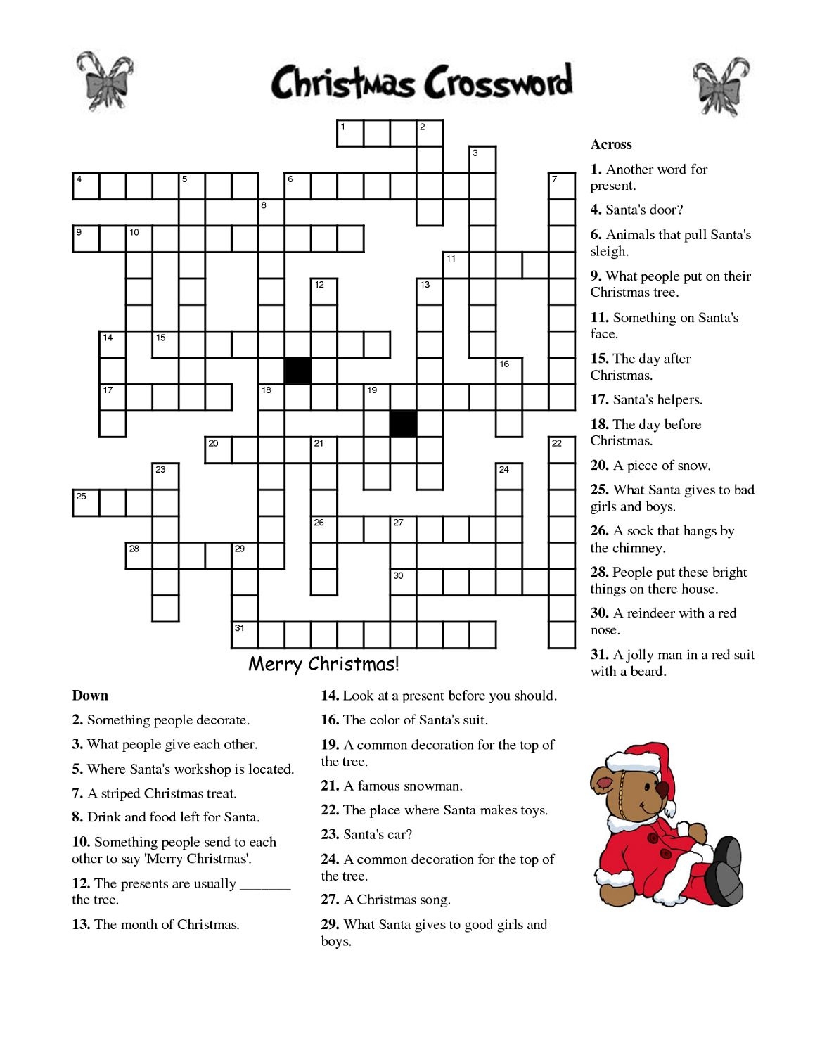 Free Printable Crossword Puzzles Christmas James Crossword Puzzles