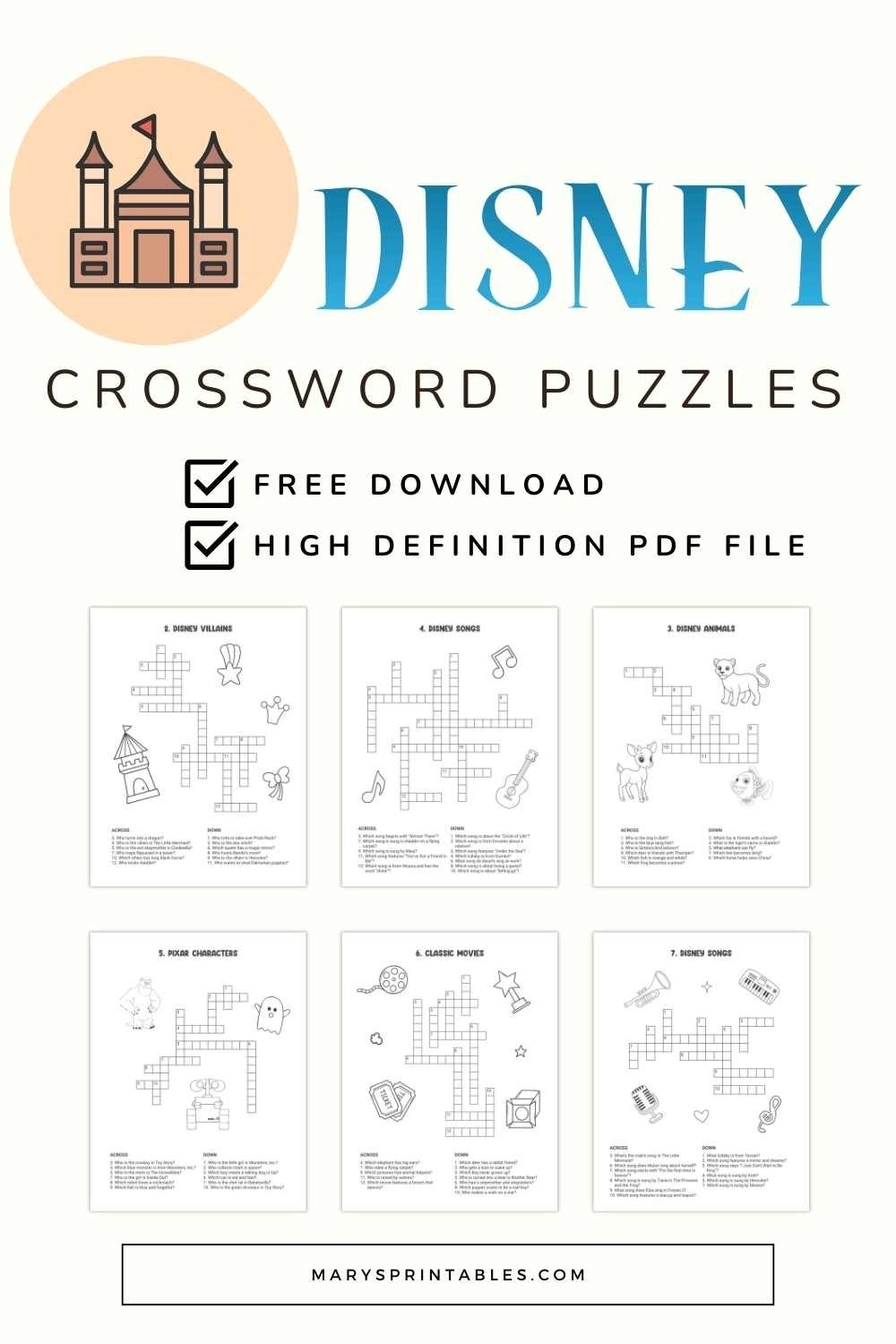 Free Printable Disney Crossword Puzzles Easy Crossword Puzzles