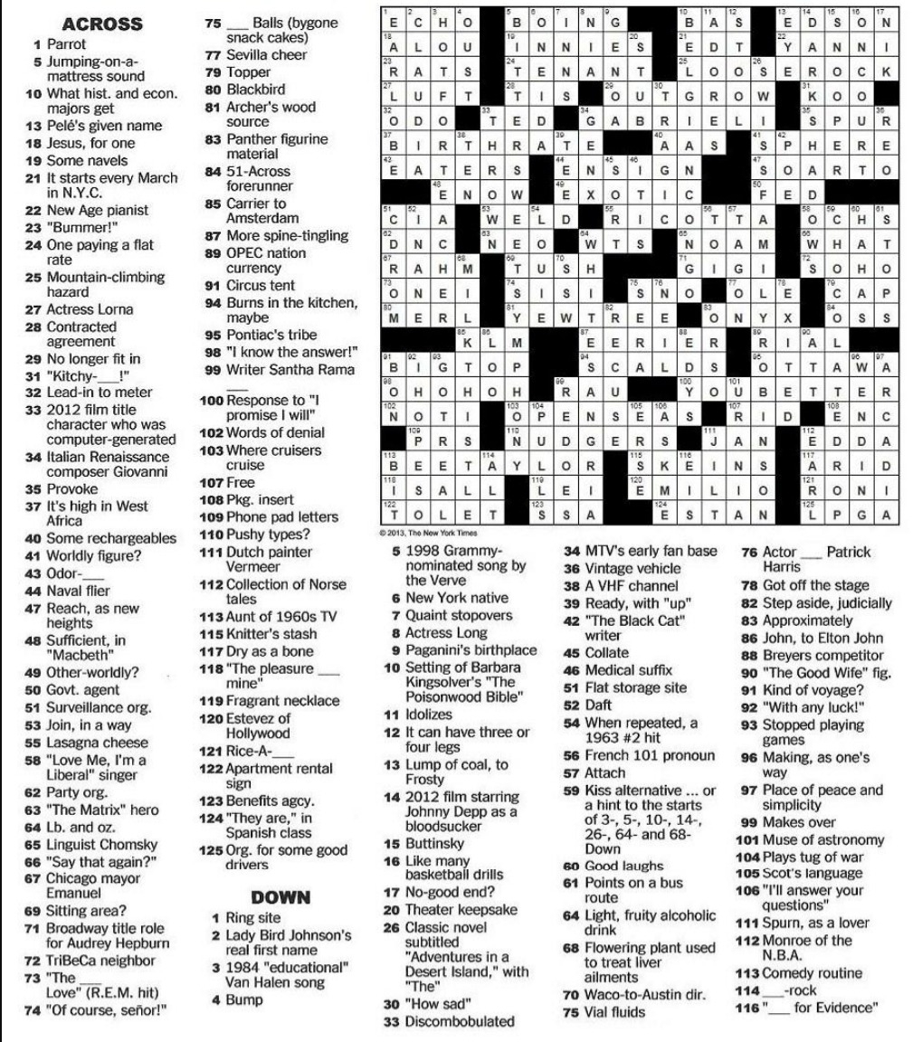 Free Printable Sunday Crossword Puzzles PDF Download Printables For 