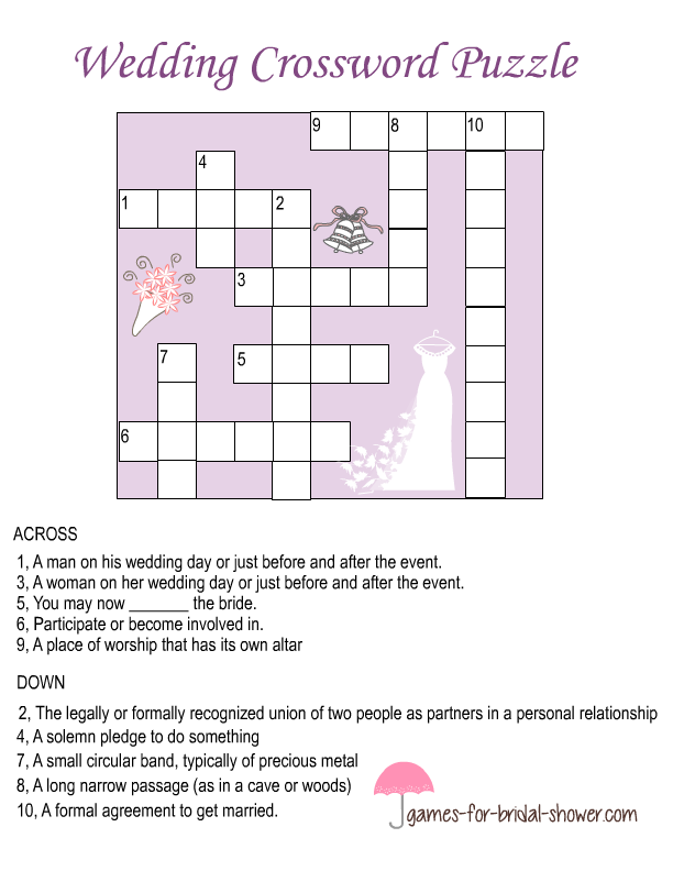Free Printable Wedding Crossword Puzzle Free Printable Wedding Crossword Puzzle