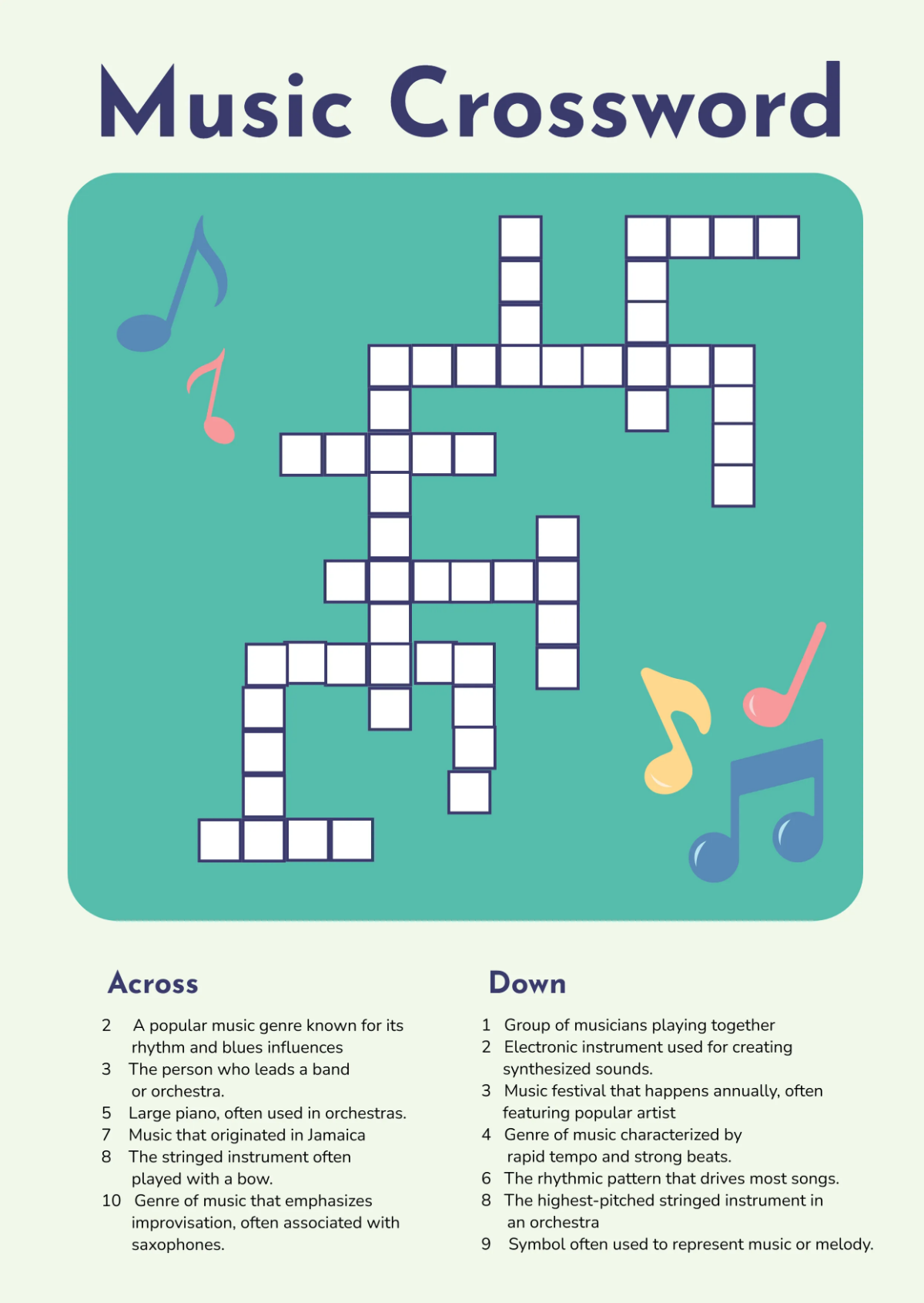 music genre crossword clue