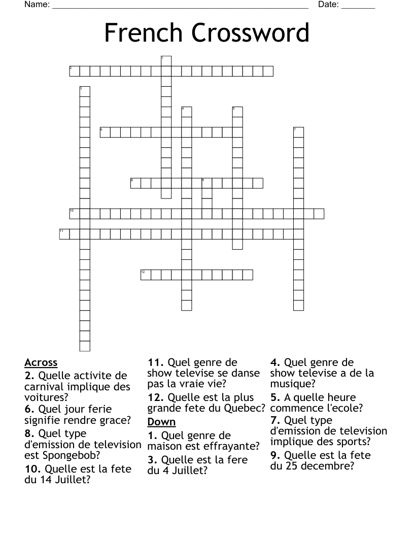 French Crossword WordMint