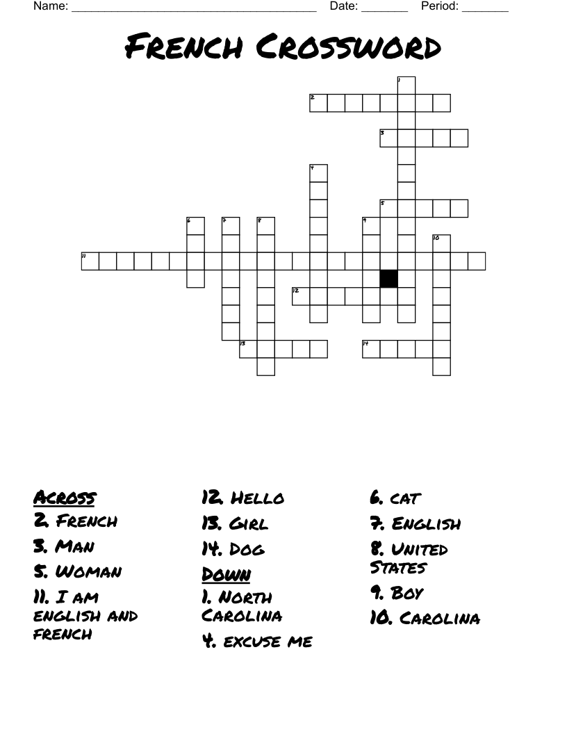 French Crossword WordMint French Crossword WordMint