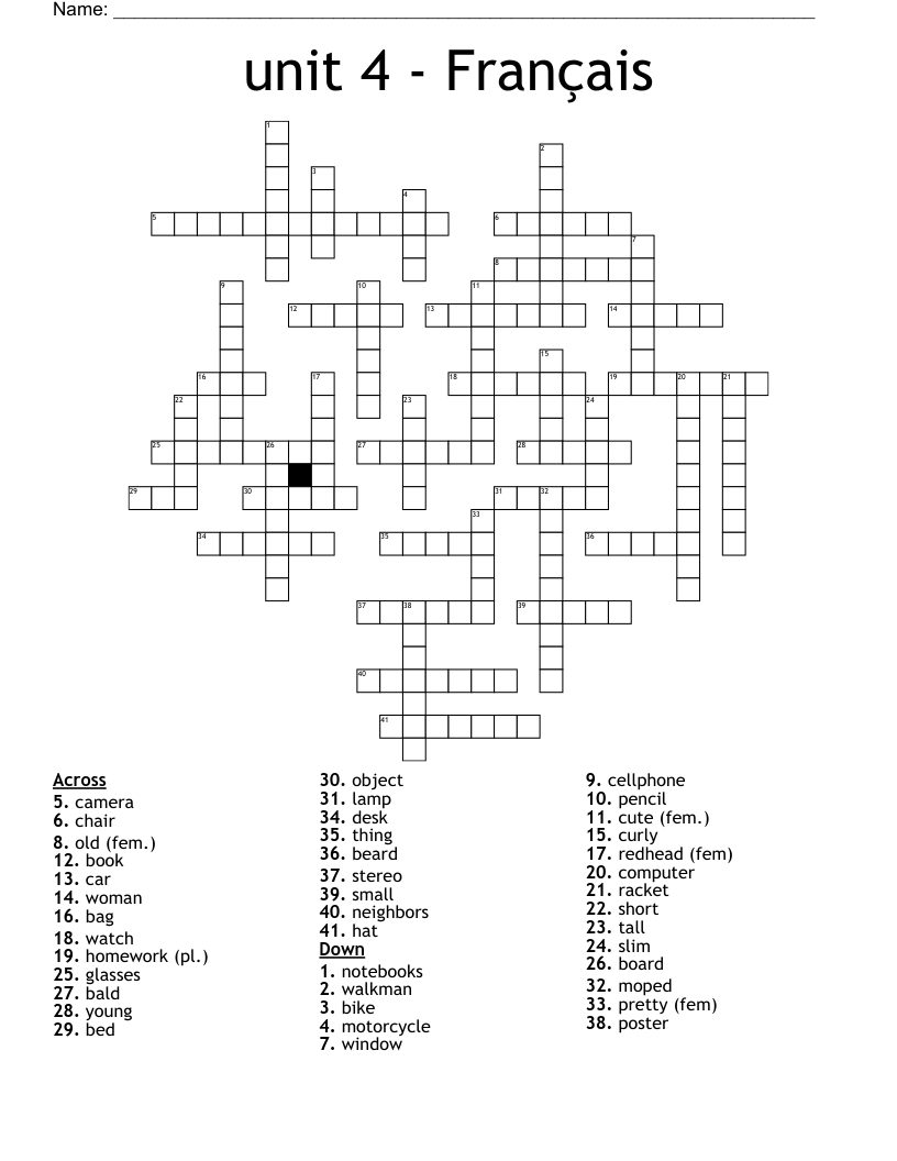 French Crossword WordMint French Crossword WordMint
