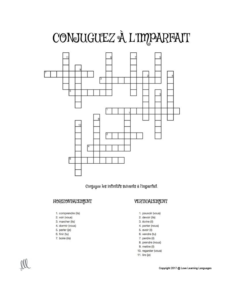 French Imperfect Tense Crossword Puzzles Mots Crois s L imparfait By Teach Simple French Imperfect Tense Crossword Puzzles Mots Crois s L imparfait By Teach Simple