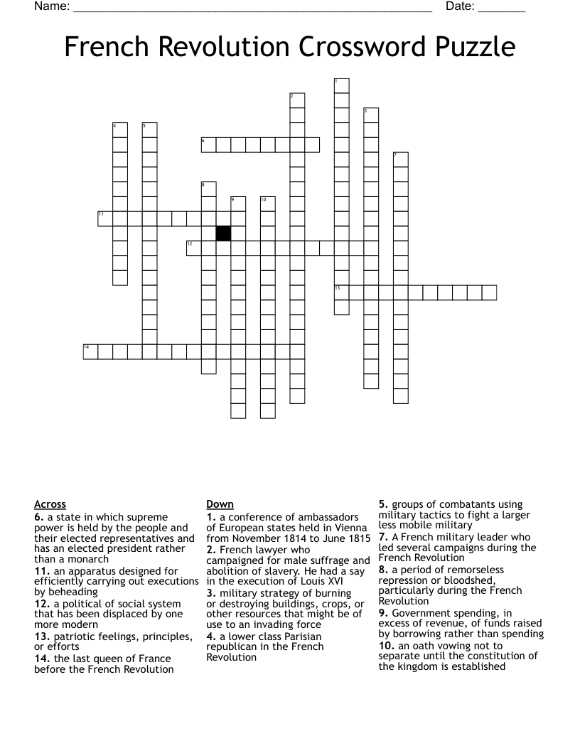 French Revolution Crossword Puzzle WordMint French Revolution Crossword Puzzle WordMint