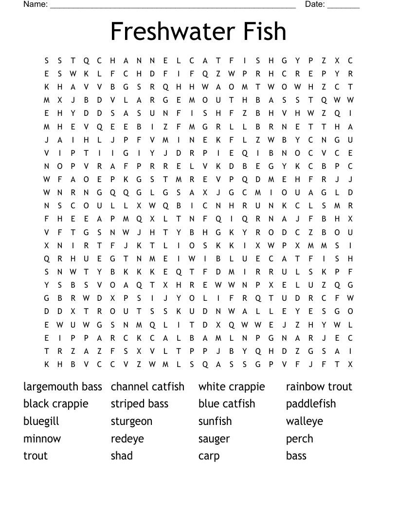 Freshwater Fish In The U S Crossword WordMint Freshwater Fish In The U S Crossword WordMint