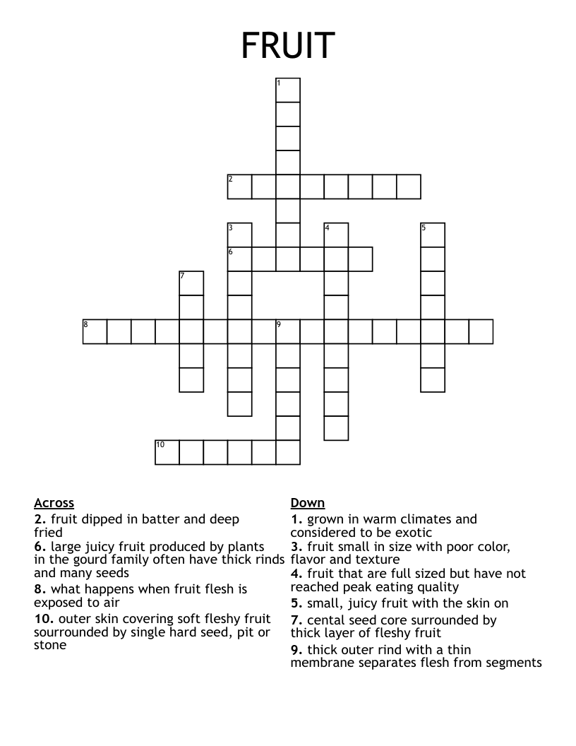 FRUIT Crossword WordMint FRUIT Crossword WordMint