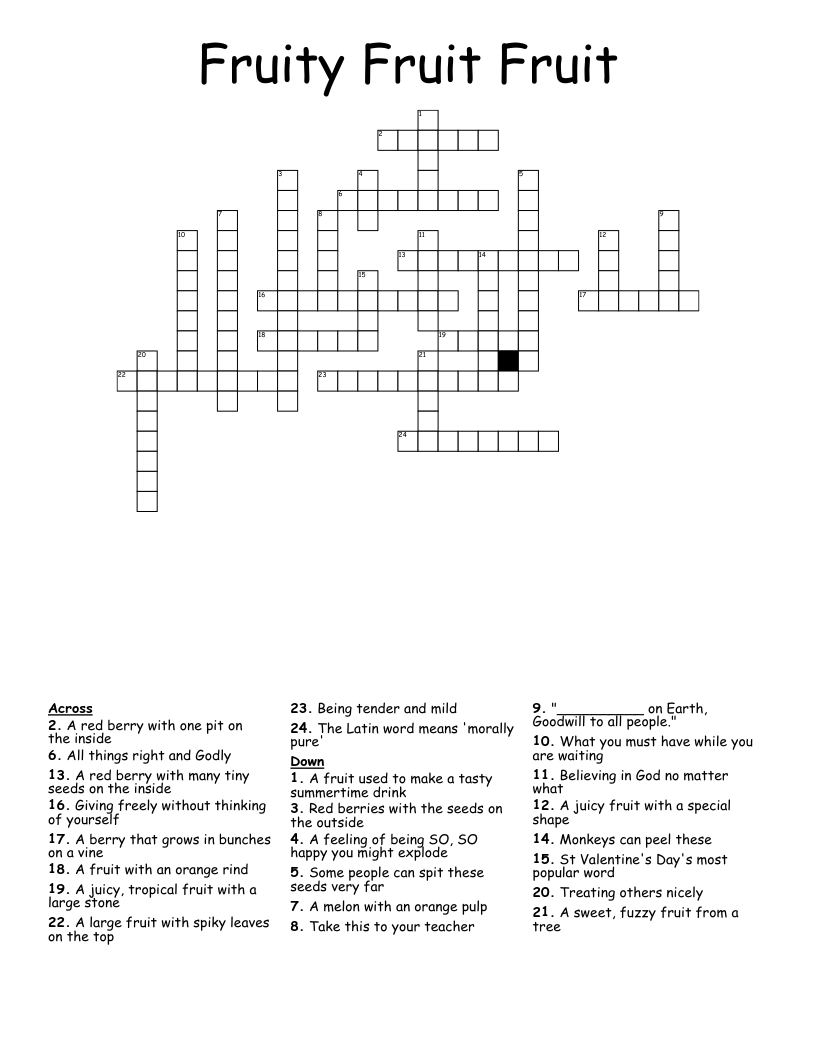 Fruity Fruit Fruit Crossword WordMint Fruity Fruit Fruit Crossword WordMint