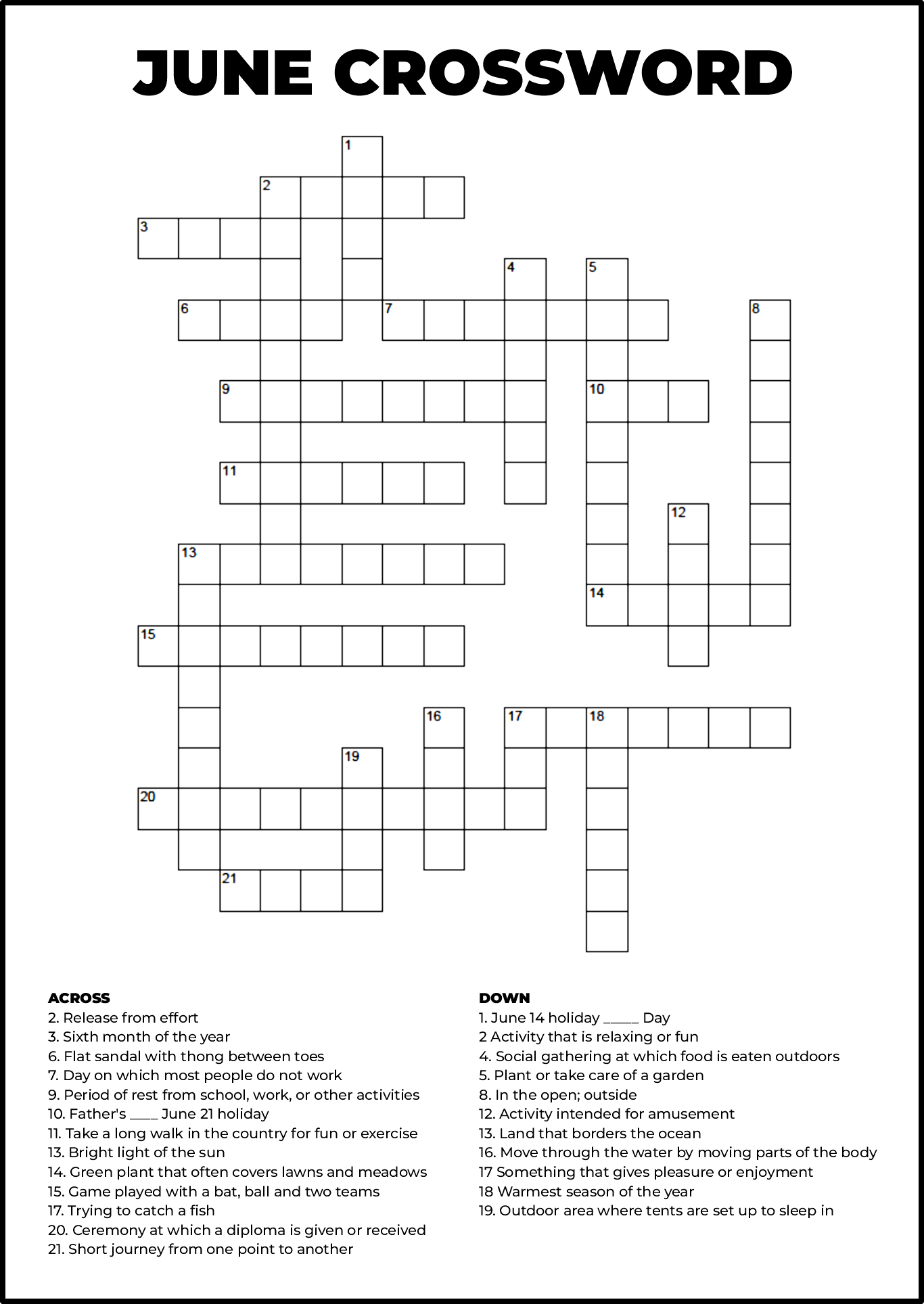 Fun Crossword Puzzles Printable A Great Way To Exercise Your Brain 