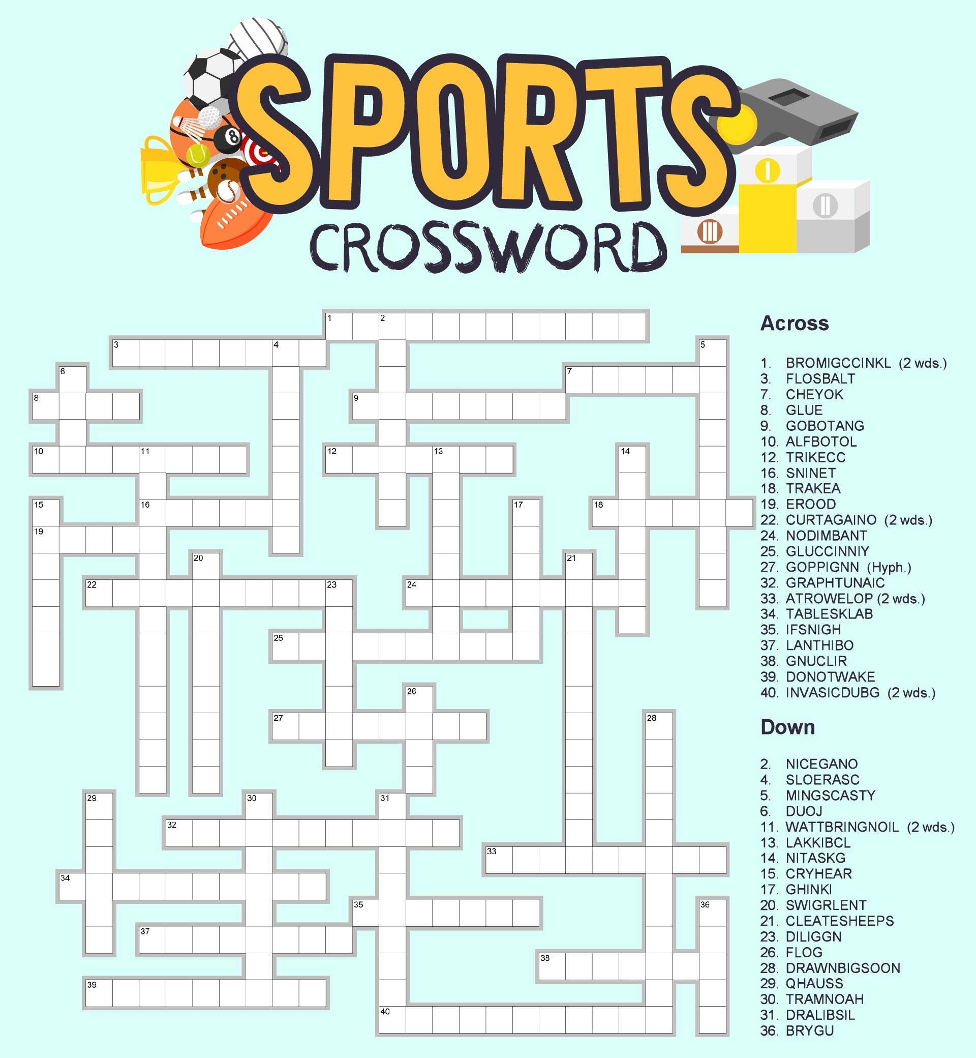 fun crossword puzzles printable