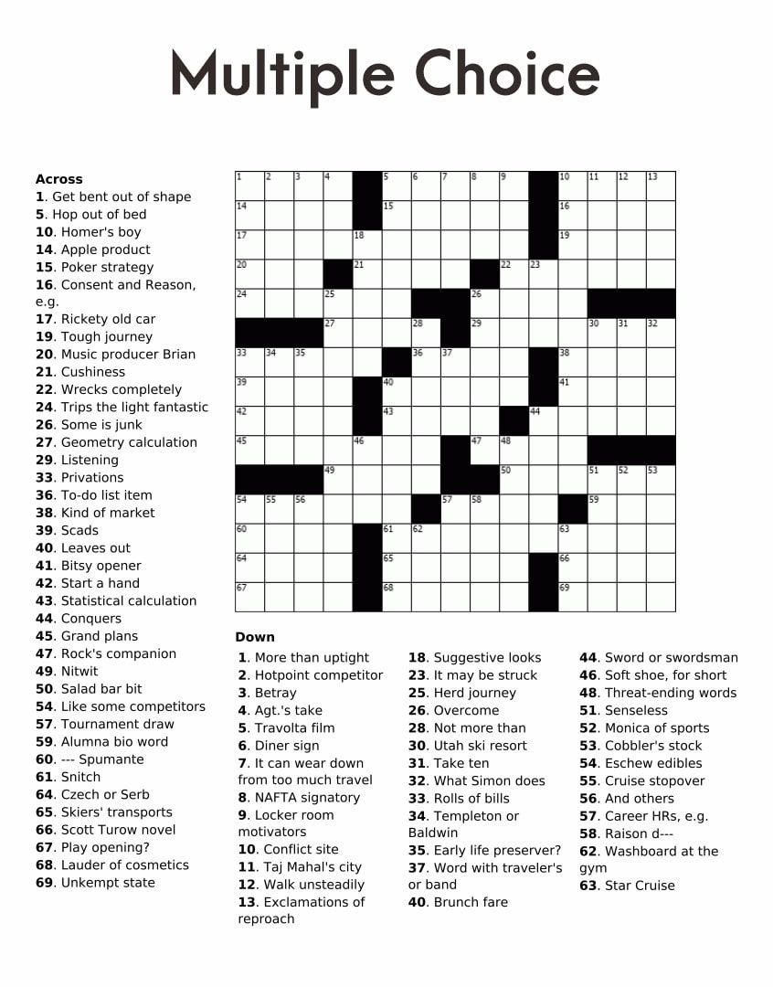 Fun Crossword Puzzles Printable Printable Coloring Free