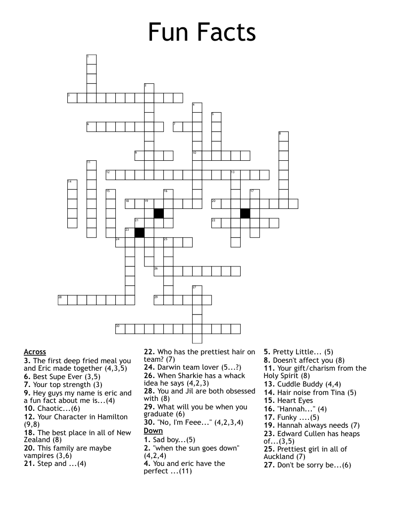 Fun Facts Crossword WordMint Fun Facts Crossword WordMint