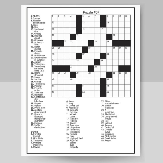 printable crossword puzzles pdf with answers