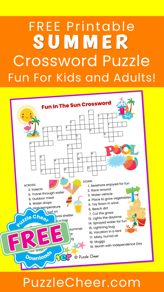 Fun In The Sun Crossword Puzzle Puzzle Cheer
