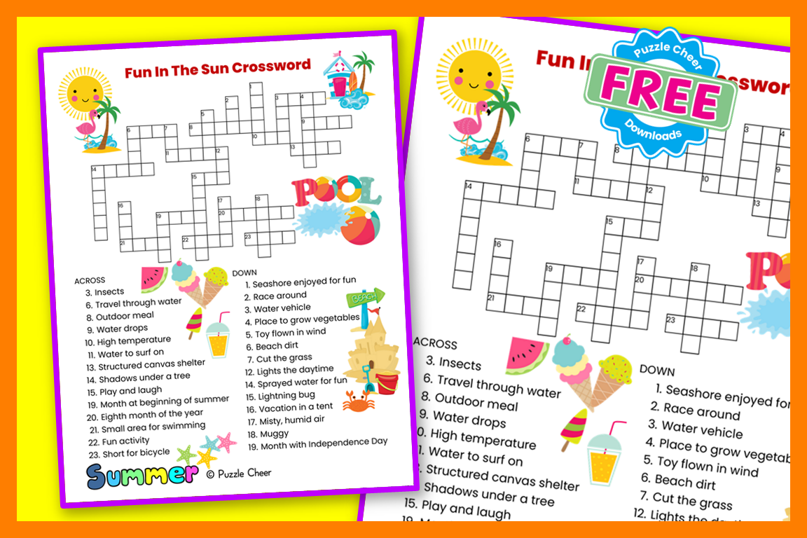 Fun In The Sun Crossword Puzzle Puzzle Cheer