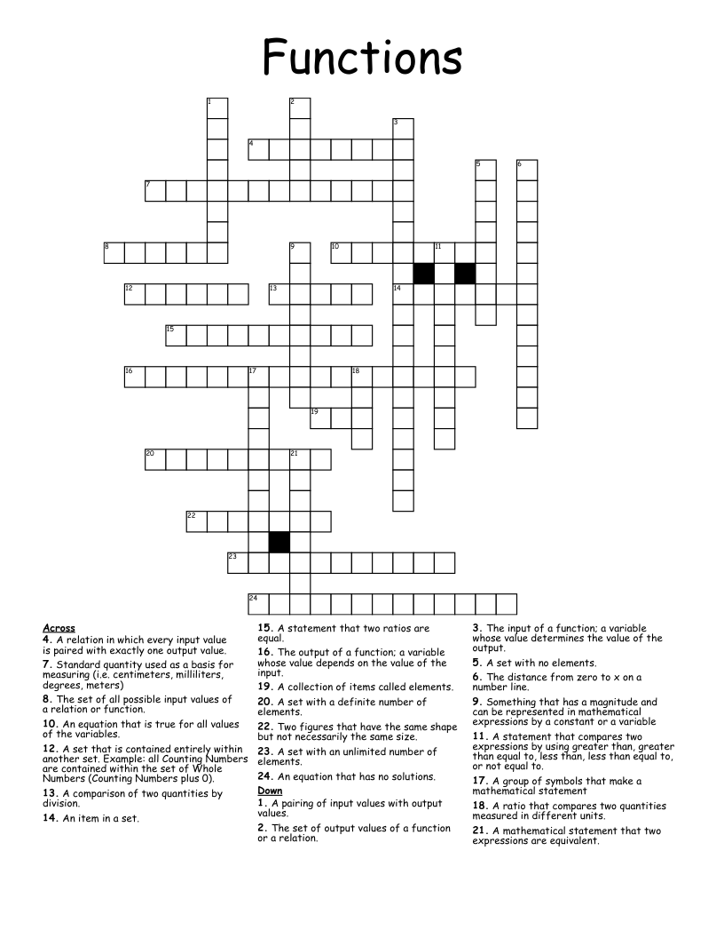 Functions Crossword WordMint Functions Crossword WordMint