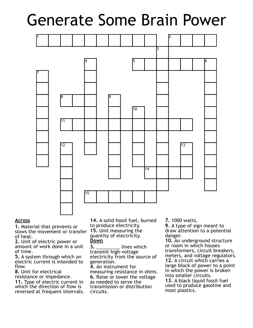 Generate Some Brain Power Crossword WordMint Generate Some Brain Power Crossword WordMint