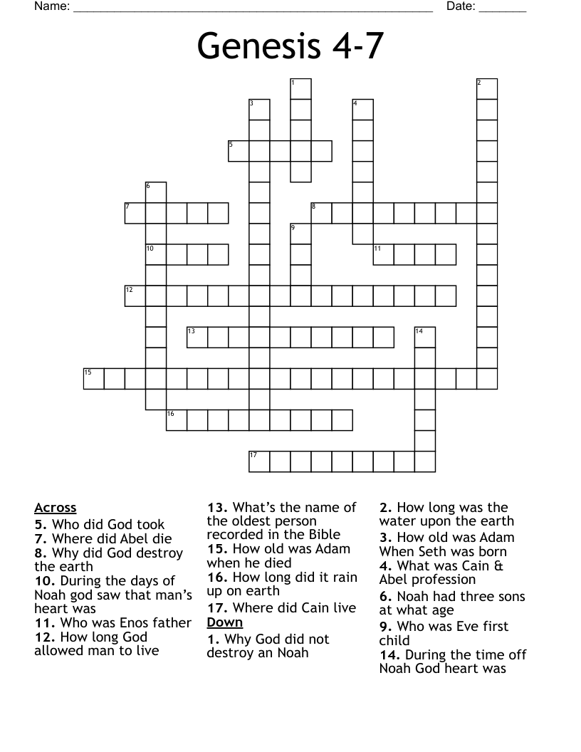 Genesis 4 7 Crossword WordMint