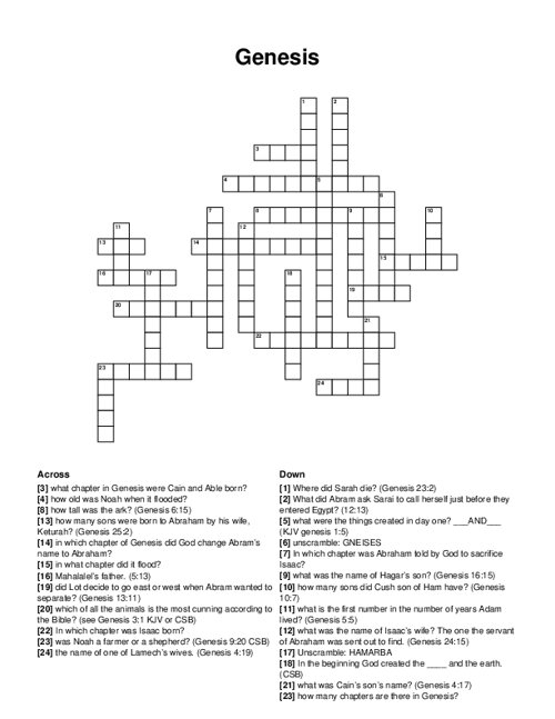 Genesis Crossword Puzzle Genesis Crossword Puzzle