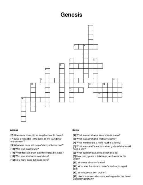 Genesis Crossword Puzzle Genesis Crossword Puzzle